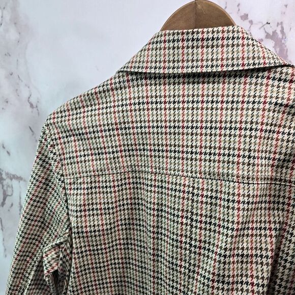 Cabi Jacket Womens Medium Brown Red Sherlock Houndstooth Trench Coat 3734 - Picture 6 of 11